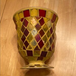 😎Mosaic Glass Vase with Red and Yellow Pattern